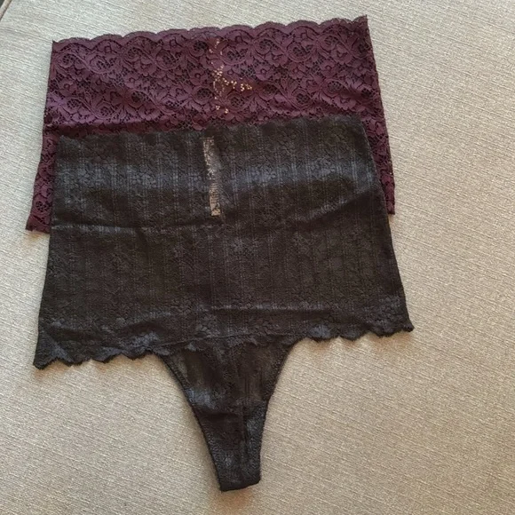 Victoria's Secret Black and Purple high rise Lace thong Panties - Picture 2 of 13